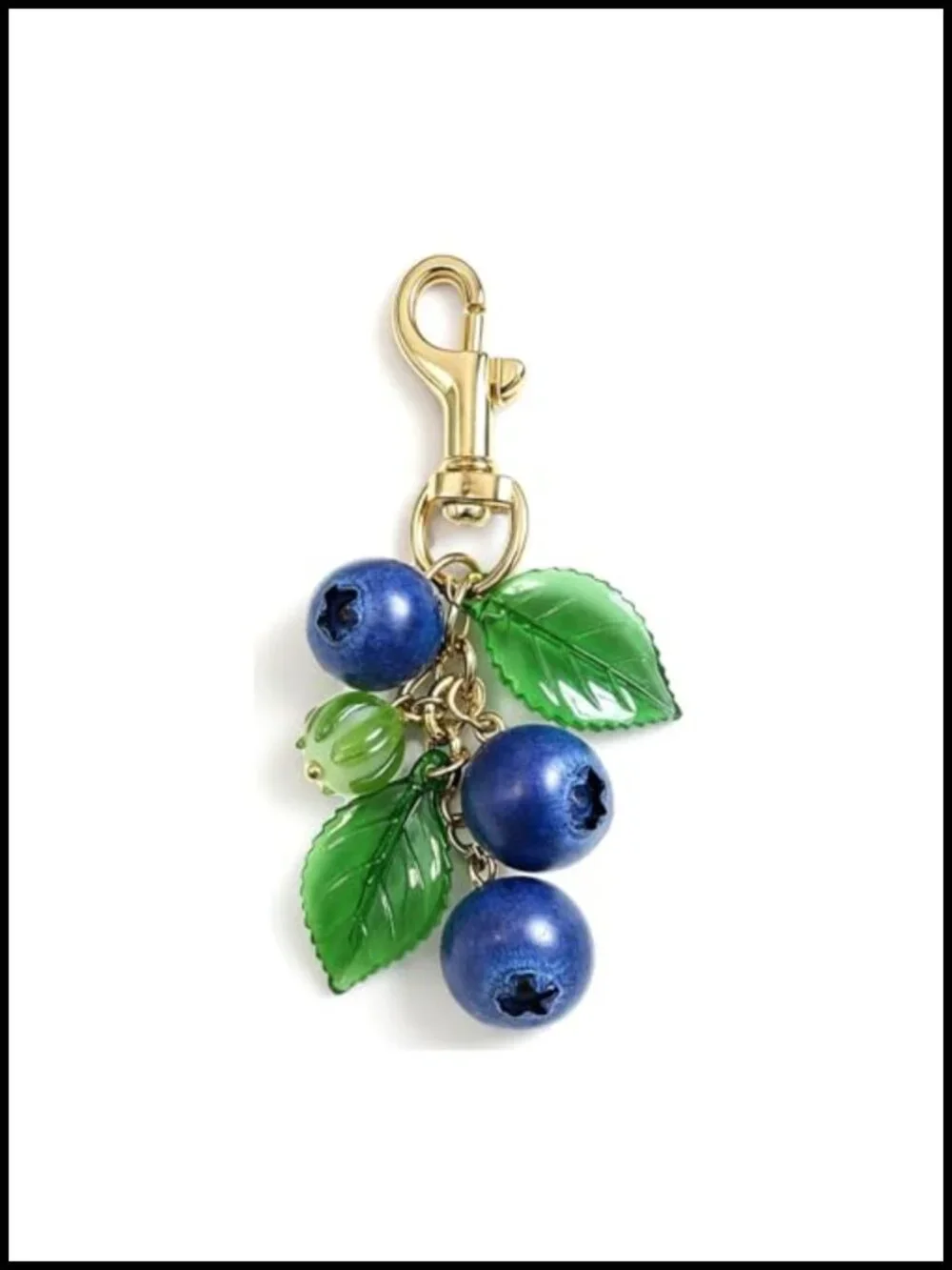 Blueberry Keychain Fruit Purse Charm Gold Tone Metal Handbag Accessory Women